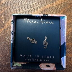 Mia Fiore Sterling Silver Treble Clef Music Earrings NWT